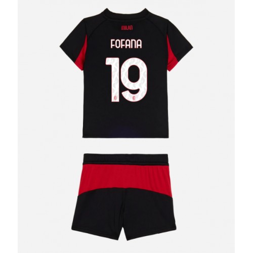 Stroje piłkarskie AC Milan Youssouf Fofana #19 Koszulka Podstawowej dla dzieci 2025-26 Krótki Rękaw (+ szorty)